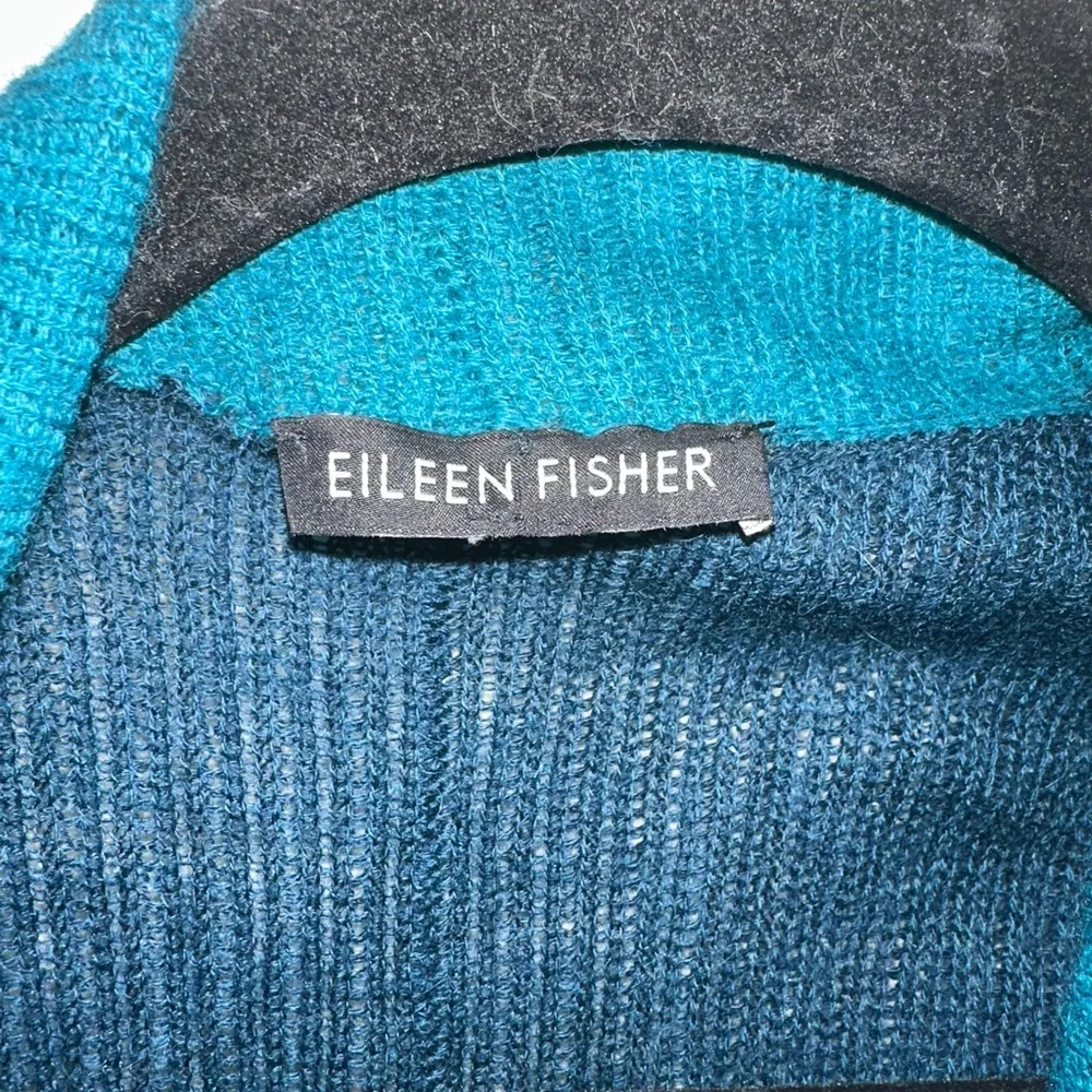 Eileen Fisher Blue Teal Royal Alpaca Women's Open Cardigan